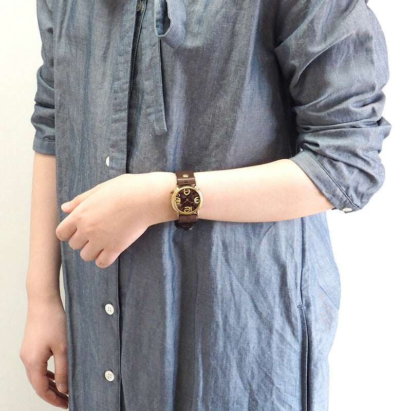 渡辺工房 手作り腕時計 “On Time-B” クリアレッド文字盤 メンズブラス [NW-214B-RD]