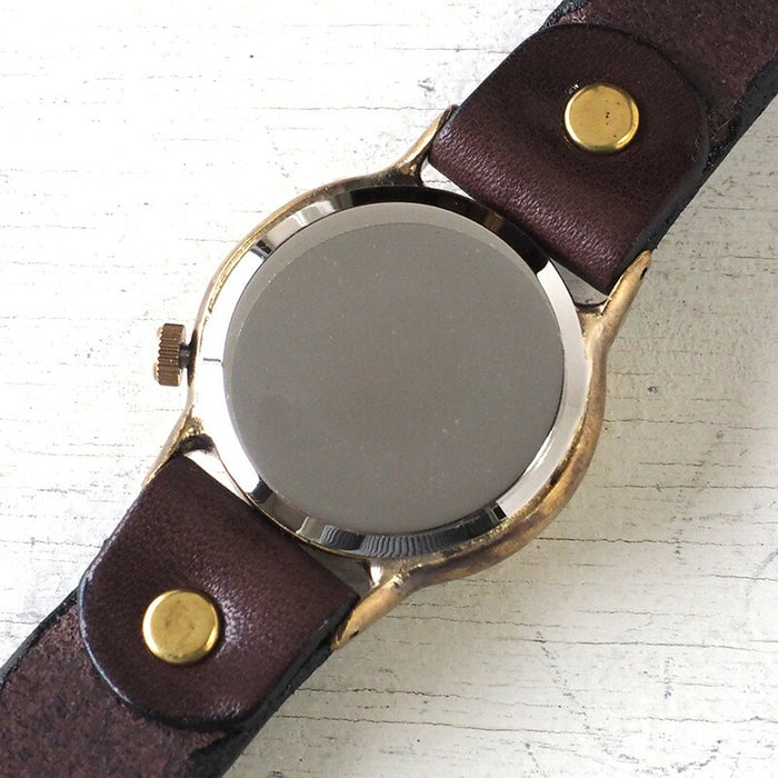 渡辺工房 手作り腕時計 “On Time-B” クリアレッド文字盤 メンズブラス [NW-214B-RD]