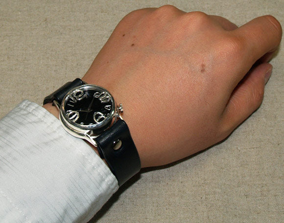 渡辺工房 手作り腕時計“On Time-SV”メンズシルバー ブラック文字盤 [NW-214BSV-BK]
