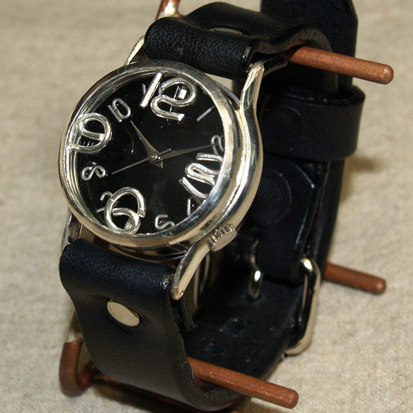 渡辺工房 手作り腕時計“On Time-SV”メンズシルバー ブラック文字盤 [NW-214BSV-BK]