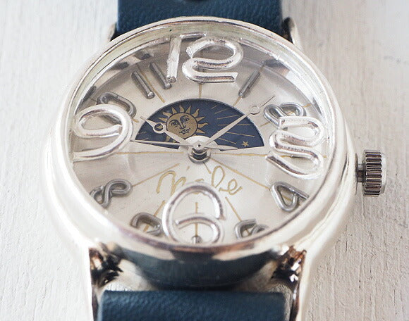 渡辺工房 手作り腕時計 “On Time SUN&MOON” シルバー [NW-214BSV-SM]