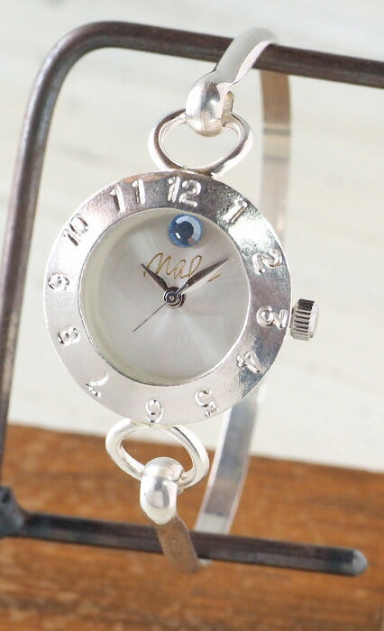 渡辺工房 手作り腕時計 “Silver Armlet 3” レディースシルバー 12時スワロフスキー [NW-289MSV]