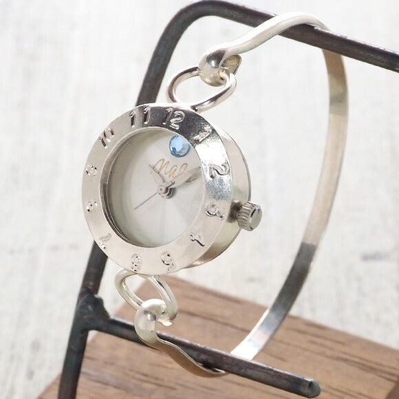 渡辺工房 手作り腕時計 “Silver Armlet 3” レディースシルバー 12時スワロフスキー [NW-289MSV]