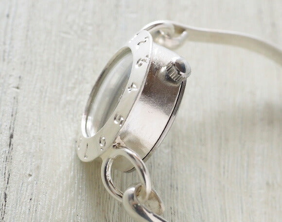渡辺工房 手作り腕時計 “Silver Armlet 3” レディースシルバー SUN＆MOON 12時スワロフスキー [NW-289MSV-SM]