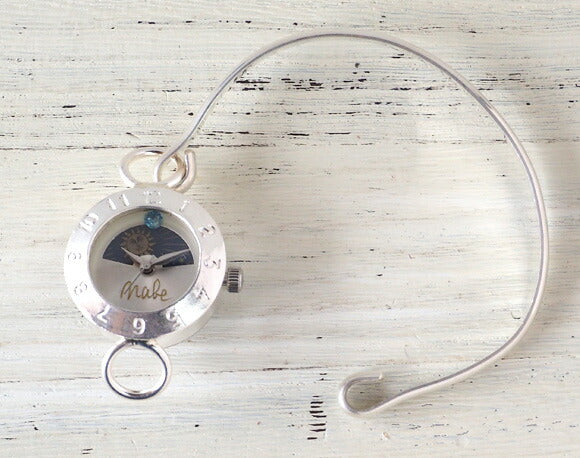 渡辺工房 手作り腕時計 “Silver Armlet 3” レディースシルバー SUN＆MOON 12時スワロフスキー [NW-289MSV-SM]