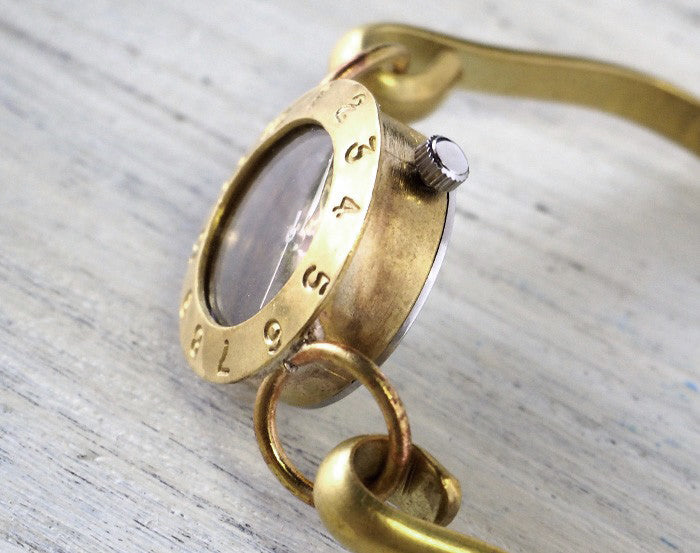渡邊工坊手工手錶“Brass Armlet 3”女士黃銅 12 點鐘施華洛世奇 [NW-289MSW] 