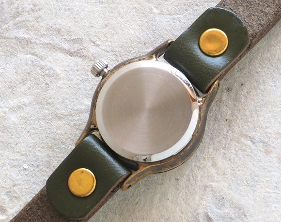 渡辺工房 手作り腕時計 “StrapLady-B-SUN＆MOON”レディースブラス カラーダイヤル グリーン [NW-289SM-GR]