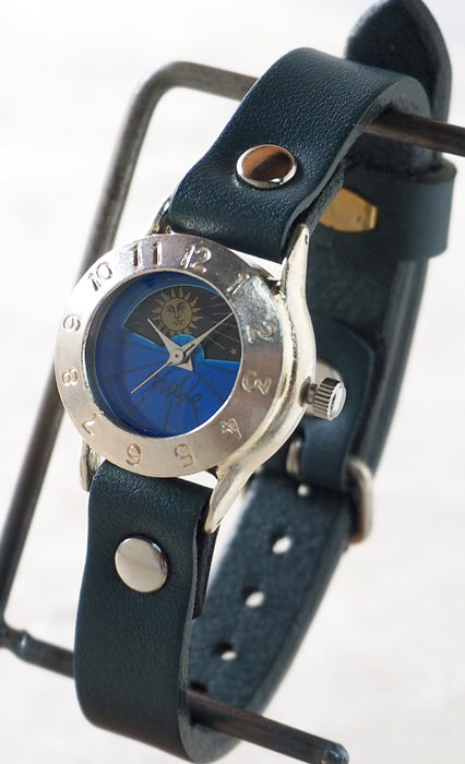 渡辺工房 手作り腕時計 “StrapLady-S-SUN＆MOON”レディースシルバー カラーダイヤル ブルー [NW-289SV-SM-BL]