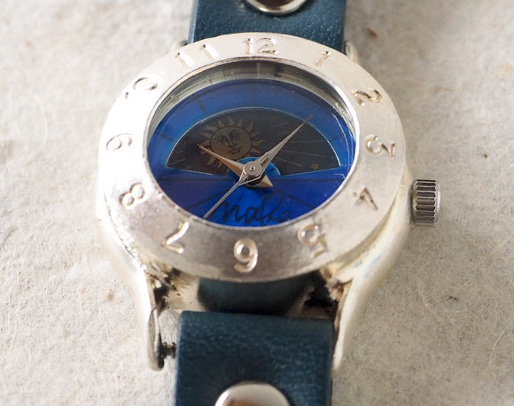 渡辺工房 手作り腕時計 “StrapLady-S-SUN＆MOON”レディースシルバー カラーダイヤル ブルー [NW-289SV-SM-BL]