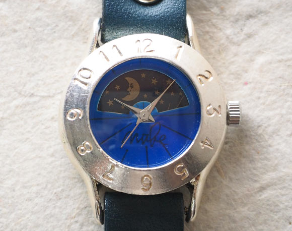 Watanabe Koubou Handmade Watch “StrapLady-S-SUN &amp; MOON” Ladies Silver Color Dial Blue [NW-289SV-SM-BL] 