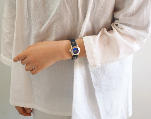 Watanabe Koubou 手工手錶 “StrapLady-S-SUN &amp; MOON” 女士腕錶 銀色 錶盤 藍色 [NW-289SV-SM-BL] 