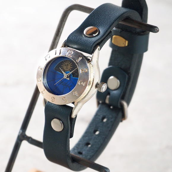 渡辺工房 手作り腕時計 “StrapLady-S-SUN＆MOON”レディースシルバー カラーダイヤル ブルー [NW-289SV-SM-BL]