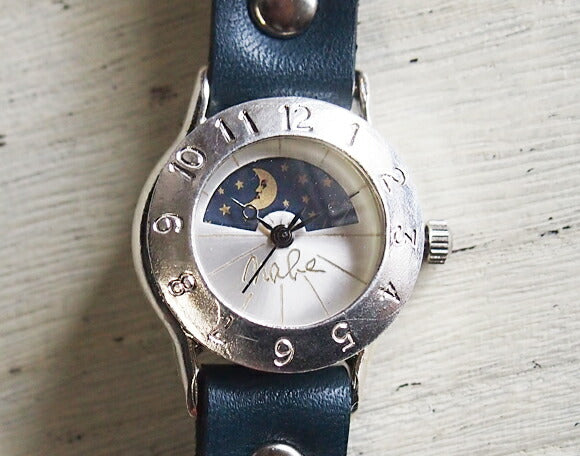 渡辺工房 手作り腕時計 “StrapLady-S-SUN&MOON”レディースシルバー [NW-289SV-SM]