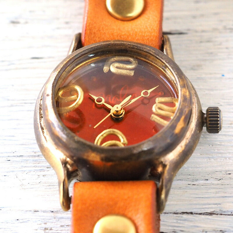 渡辺工房 手作り腕時計 “Lady On Time-B” クリアオレンジ文字盤 レディース [NW-305B-OR]