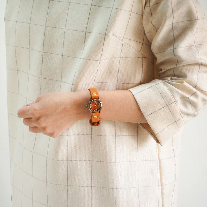 渡辺工房 手作り腕時計 “Lady On Time-B” クリアオレンジ文字盤 レディース [NW-305B-OR]
