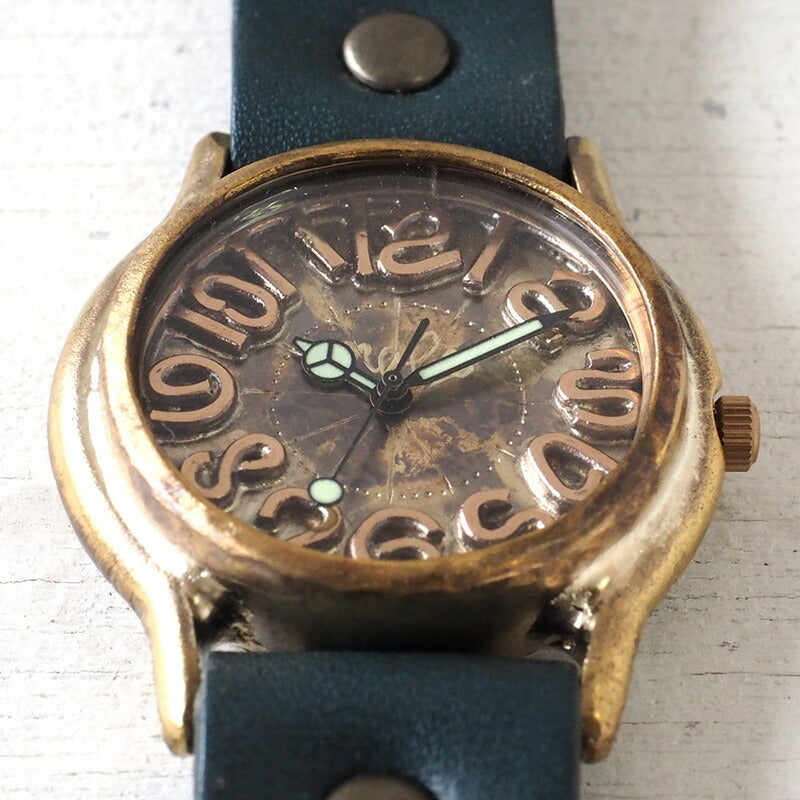 渡辺工房 手作り腕時計 “Plain-BC” 銅インデックス メンズブラス [NW-352C]