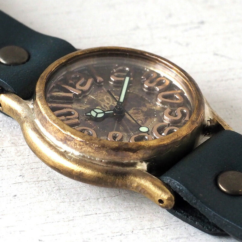 渡辺工房 手作り腕時計 “Plain-BC” 銅インデックス メンズブラス [NW-352C]