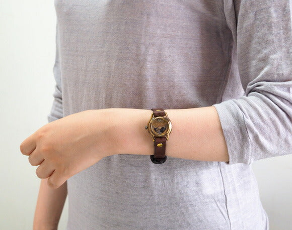 渡辺工房 手作り腕時計 レディースブラス シルバー数字 SUN＆MOON [NW-362SM]