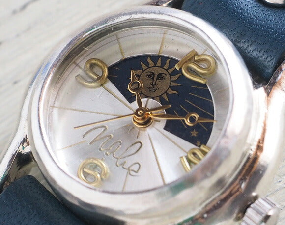 渡辺工房 手作り腕時計 レディースシルバー 真鍮数字 SUN＆MOON [NW-362SV-SM]