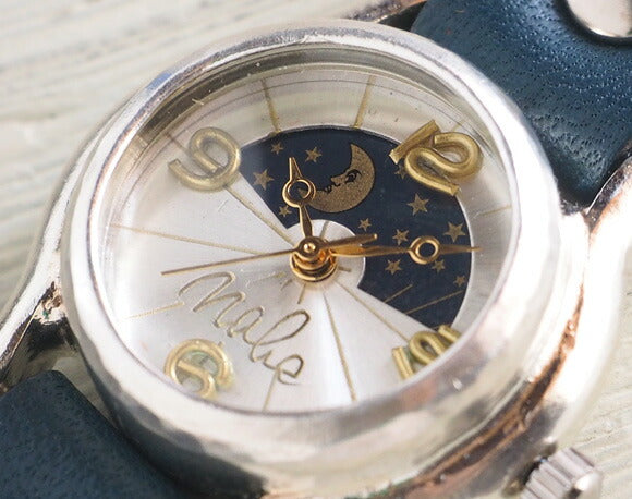 Watanabe Koubou Handmade Watch Ladies Silver Brass Numbers SUN &amp; MOON [NW-362SV-SM] 