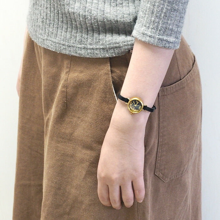 Watanabe Kobo Handmade Watch “Crescent Moon4-LB” Crescent Black Dial Ladies Brass [NW-365CM4-BK] 