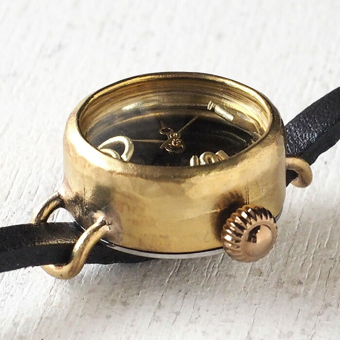 Watanabe Kobo Handmade Watch “Crescent Moon4-LB” Crescent Black Dial Ladies Brass [NW-365CM4-BK] 
