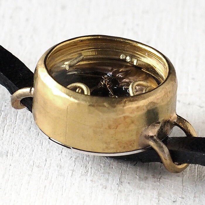 Watanabe Kobo Handmade Watch “Crescent Moon4-LB” Crescent Black Dial Ladies Brass [NW-365CM4-BK] 