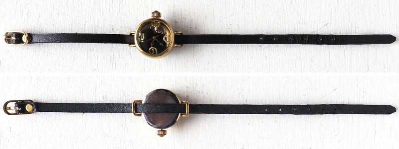 Watanabe Kobo Handmade Watch “Crescent Moon4-LB” Crescent Black Dial Ladies Brass [NW-365CM4-BK] 