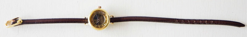 渡邊工坊手工手錶“Lady's Brass”女士黃銅 SUN &amp; MOON 5mm 寬棕色皮帶 [NW-365SM] 