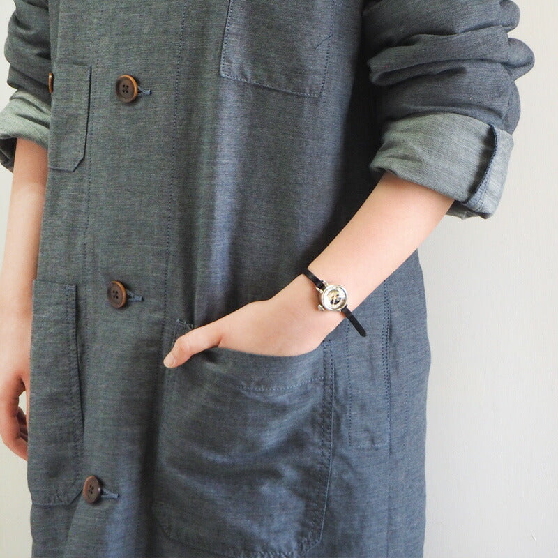 Watanabe Kobo Handmade Watch "Lady's Silver" Ladies Silver SUN &amp; MOON 5mm Wide Leather Strap [NW-365SV-SM] 