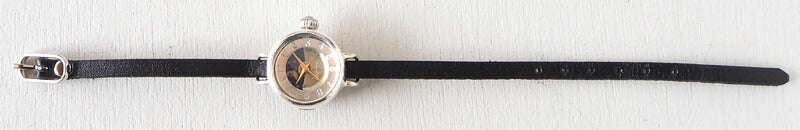 渡辺工房 手作り腕時計  “Lady's Silver” レディースシルバー SUN＆MOON 5mm幅 レザーストラップ [NW-365SV-SM]