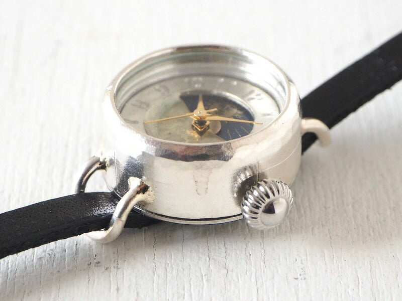 Watanabe Kobo Handmade Watch "Lady's Silver" Ladies Silver SUN &amp; MOON 5mm Wide Leather Strap [NW-365SV-SM] 