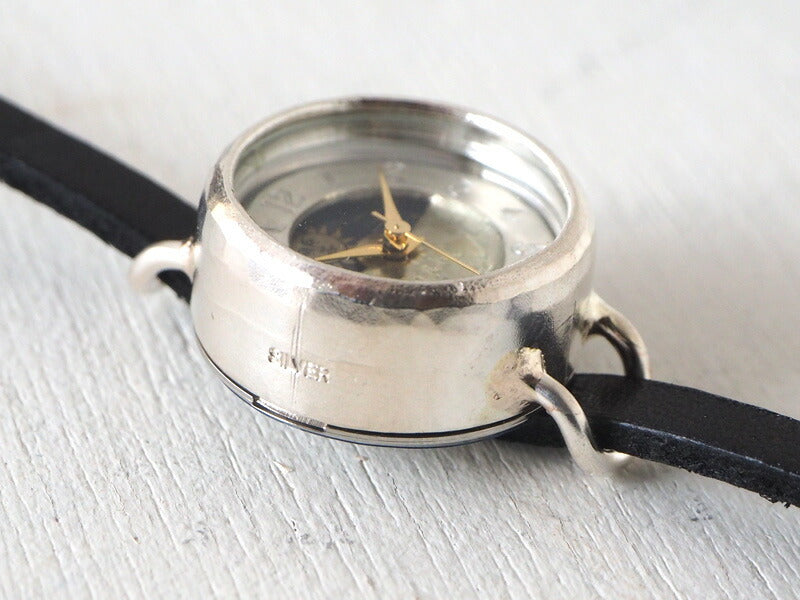Watanabe Kobo Handmade Watch "Lady's Silver" Ladies Silver SUN &amp; MOON 5mm Wide Leather Strap [NW-365SV-SM] 