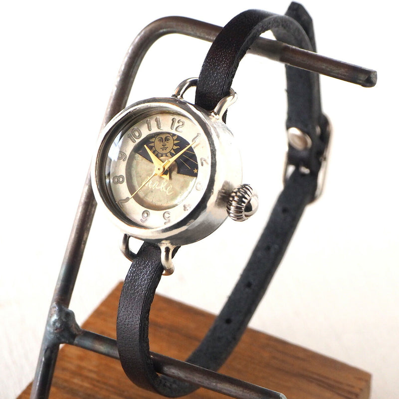 Watanabe Kobo Handmade Watch "Lady's Silver" Ladies Silver SUN &amp; MOON 5mm Wide Leather Strap [NW-365SV-SM] 