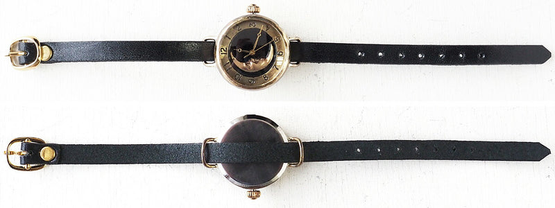 Watanabe Kobo Handmade Watch “Crescent Moon4-MB” Crescent Black Dial Arabic Numerals Ladies Brass [NW-366CM4-BK-AR] 