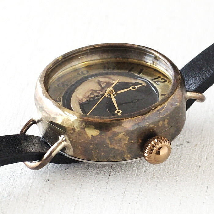 Watanabe Kobo Handmade Watch “Crescent Moon4-MB” Crescent Black Dial Arabic Numerals Ladies Brass [NW-366CM4-BK-AR] 
