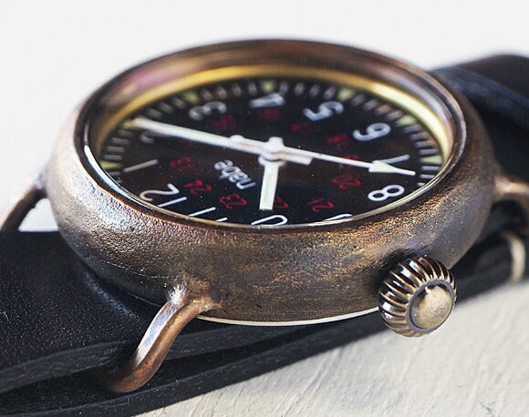 渡辺工房 手作り腕時計 "Armor-MB-ML" 黒文字盤 ミリタリーウォッチ NATOベルト [NW-370]