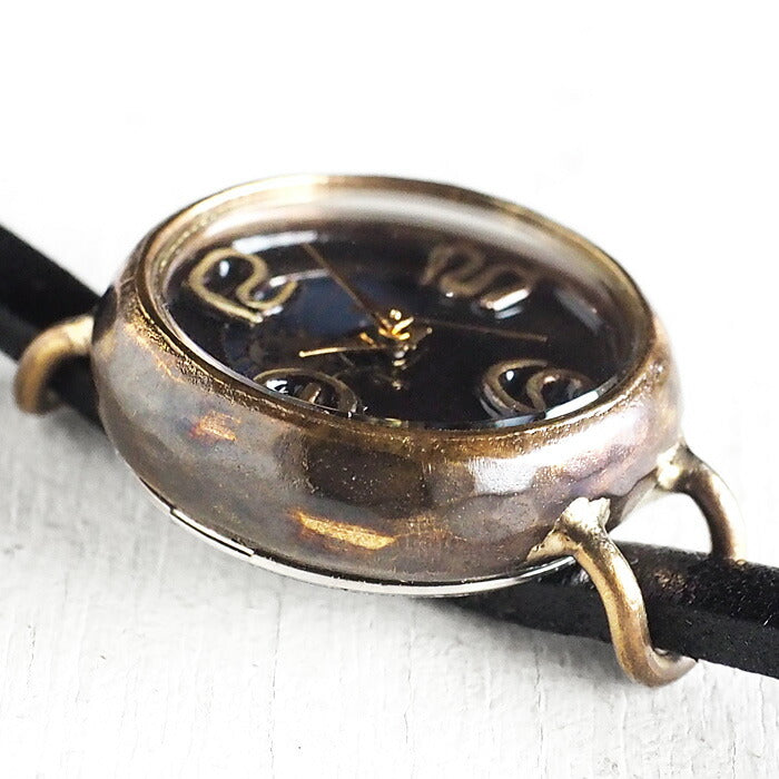 渡辺工房 手作り腕時計 “Ladybug-B-S&M” 黒文字盤 レディースブラス SUN＆MOON [NW-375SM-BK]