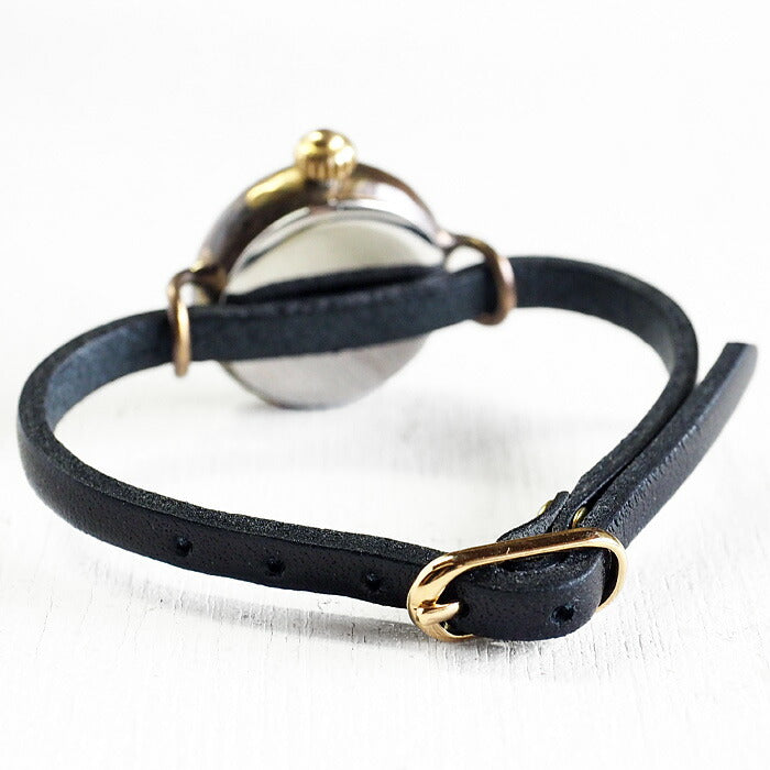 渡辺工房 手作り腕時計 “Ladybug-B-S&M” 黒文字盤 レディースブラス SUN＆MOON [NW-375SM-BK]