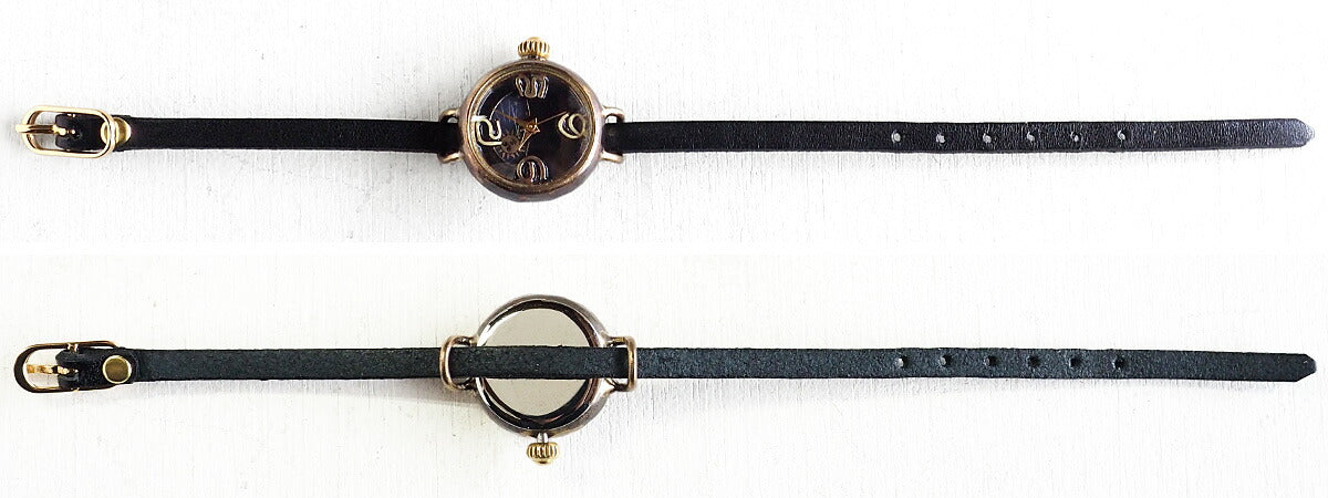 Watanabe Kobo Handmade Watch “Ladybug-BS&amp;M” Black Dial Ladies Brass SUN &amp; MOON [NW-375SM-BK] 