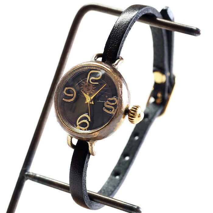 渡辺工房 手作り腕時計 “Ladybug-B-S&M” 黒文字盤 レディースブラス SUN＆MOON [NW-375SM-BK]