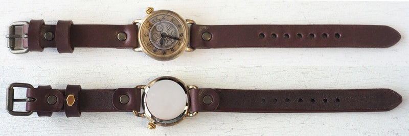 Watanabe Koubou Handmade Watch Slanted Dial “Wanokoku 4” 5-sen Coin Round Case Men's Brass 33mm [NW-377] 