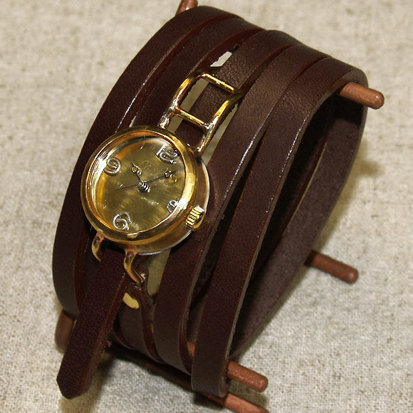 Watanabe Kobo 手工手錶“Coil1-B”5 折皮帶女士黃銅 [NW-45A] 