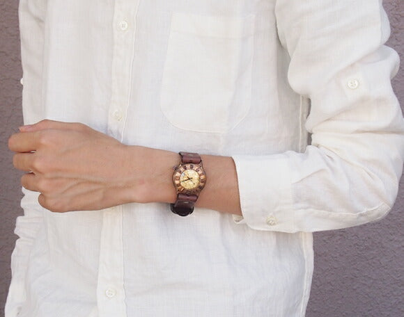 渡辺工房 手作り腕時計 “Index1-B-DATE”デイト付き 立体銅ベゼル メンズブラス [NW-64B-DATE]