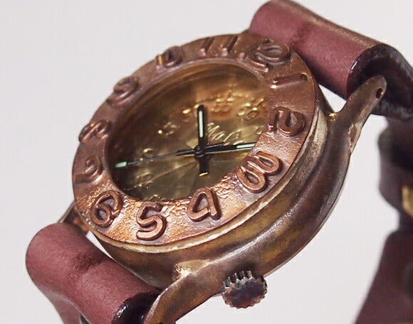 Watanabe Kobo handmade watch "Index1-B-DATE" with date 3D copper bezel men's brass [NW-64B-DATE] 