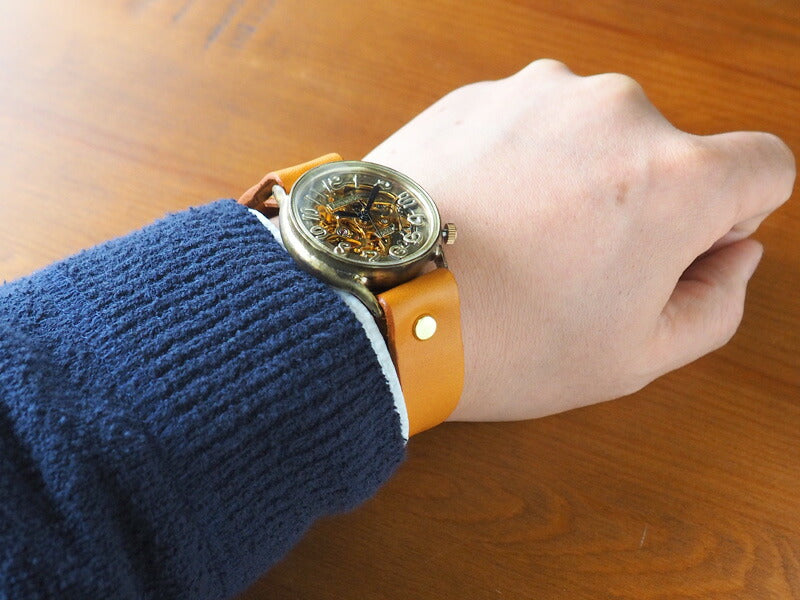 渡辺工房 手作り腕時計 自動巻き 裏スケルトン ジャンボブラス ノーマルベルト [NW-BAM025]