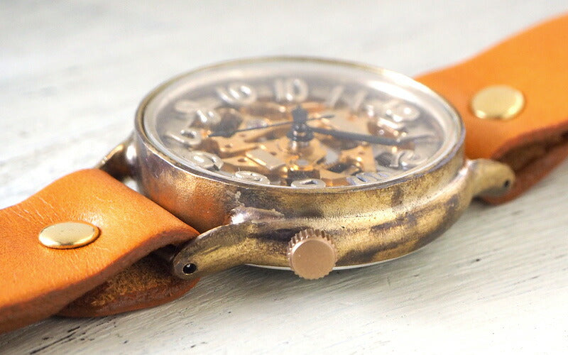 渡辺工房 手作り腕時計 自動巻き 裏スケルトン ジャンボブラス ノーマルベルト [NW-BAM025]