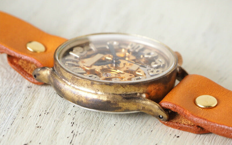 渡辺工房 手作り腕時計 自動巻き 裏スケルトン ジャンボブラス ノーマルベルト [NW-BAM025]