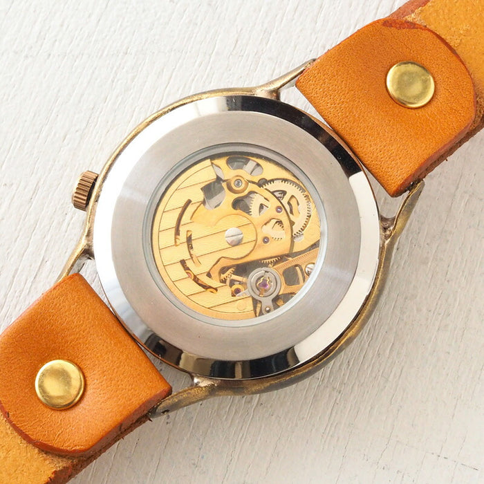 Watanabe workshop handmade watch automatic winding back skeleton jumbo brass normal belt [NW-BAM025] 