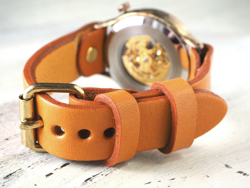 渡辺工房 手作り腕時計 自動巻き 裏スケルトン ジャンボブラス ノーマルベルト [NW-BAM025]